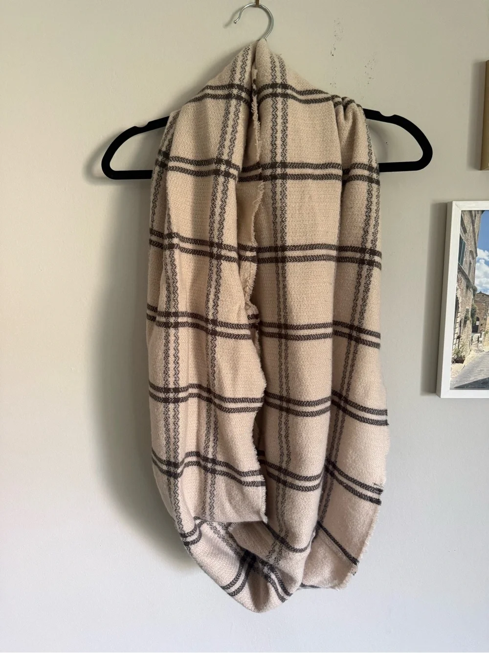A New Day Target Cozy Plaid Infinity Scarf Cream and Black NWOT